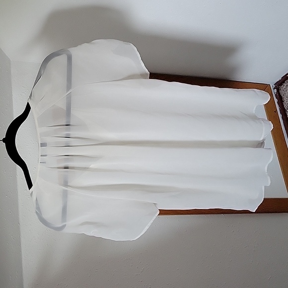 Sheer cream button up blouse - Picture 4 of 5